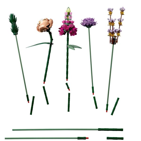 Lego flower bouquet set 10280 - detail of some of the stems