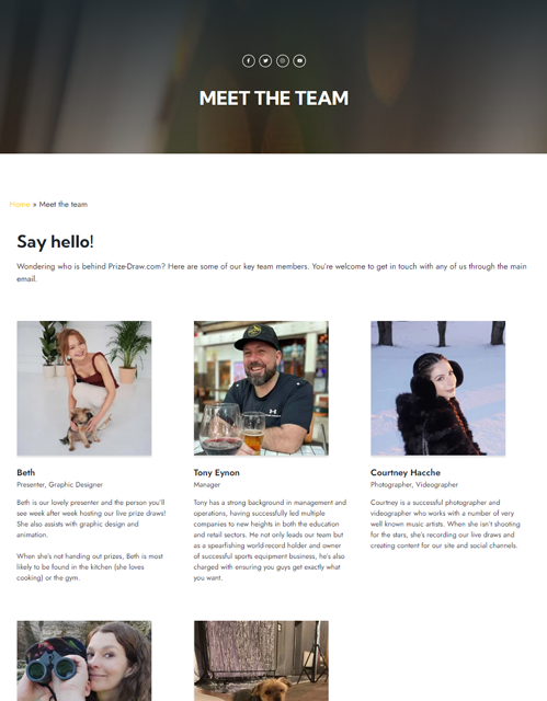 Meet the team page