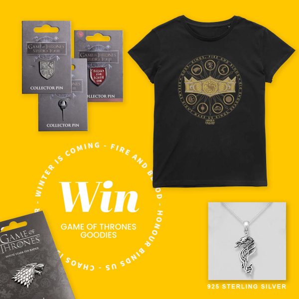 Win game of thrones/house of the dragon t shirt, pin badges and necklace