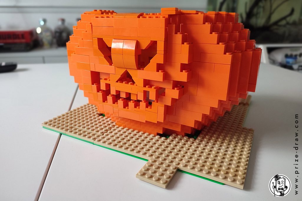 Halloween carved pumpkin lego head