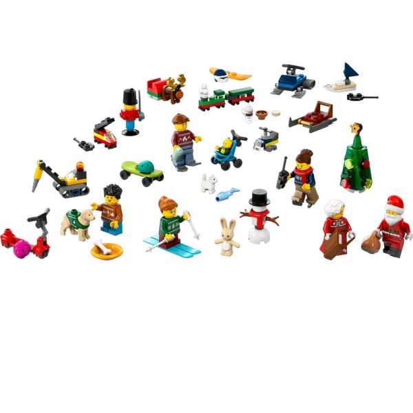 Lego City Advent Calendar - close up of minifigures, accessories and mini builds