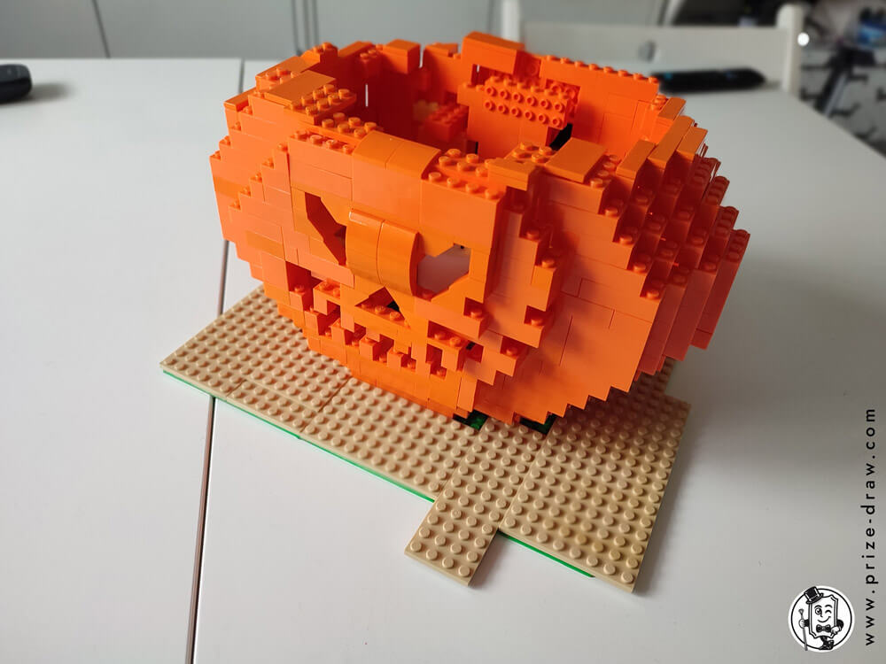 View from above - front of carved Halloween lego pumpkin