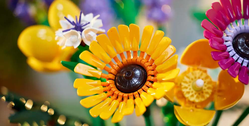 Close up of lego wildflowers